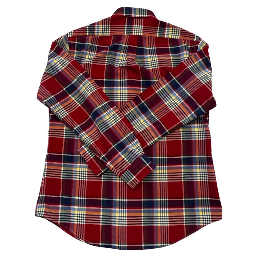 LN RALPH LAUREN Slim Fit Red & Blue Plaid Long Sleeve Button Down Shirt … - Picture 2 of 7